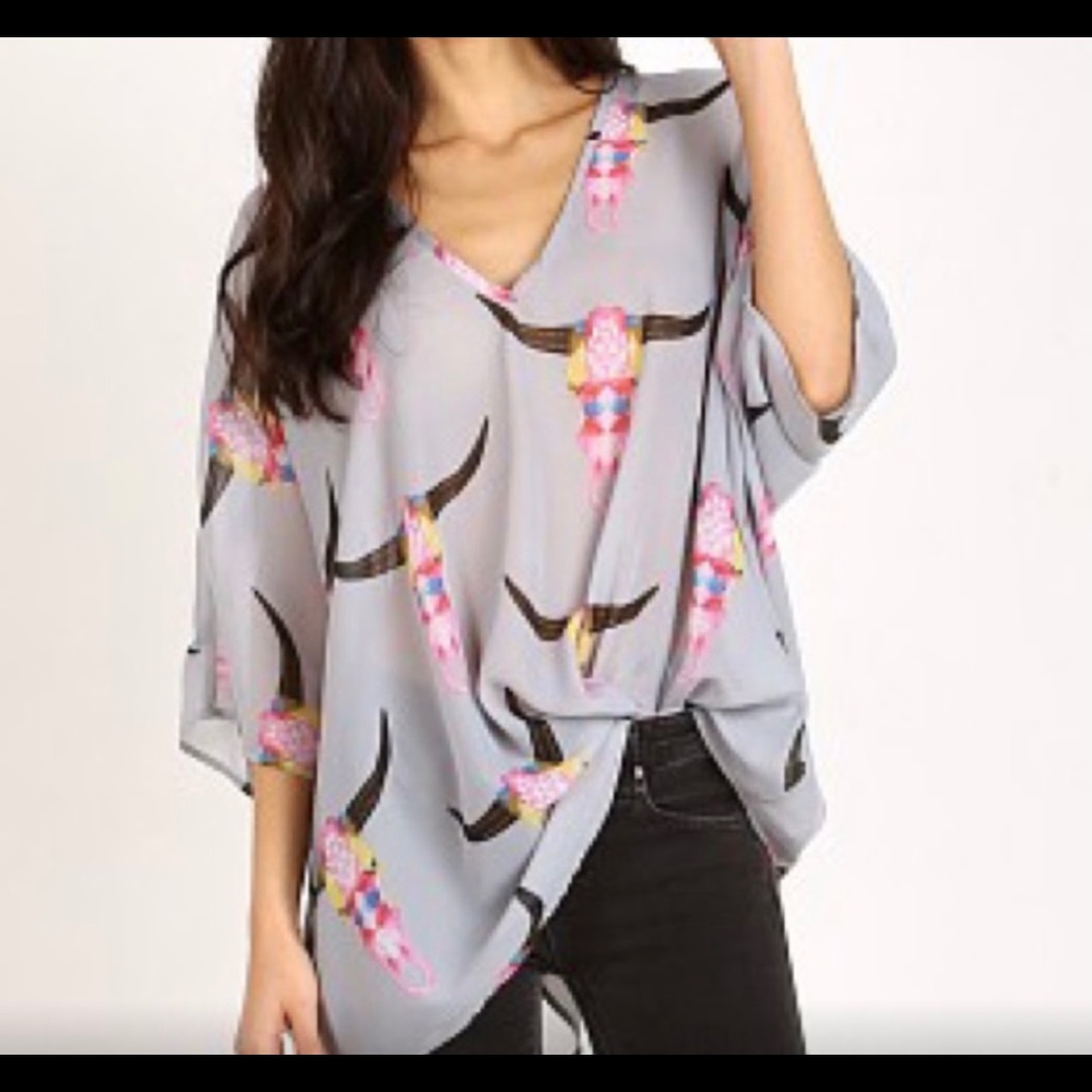 💙 EUC Show Me Your Mumu Shook Tunic - Lite Brite Bull